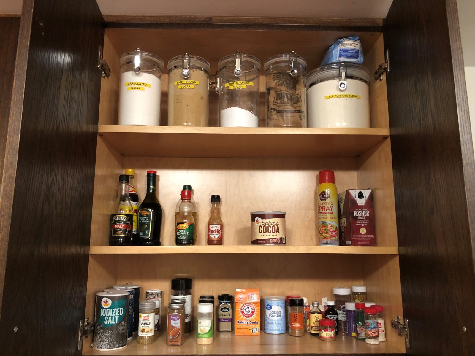 Student Kitchen Cabinet with condiments, seasoning, and spices